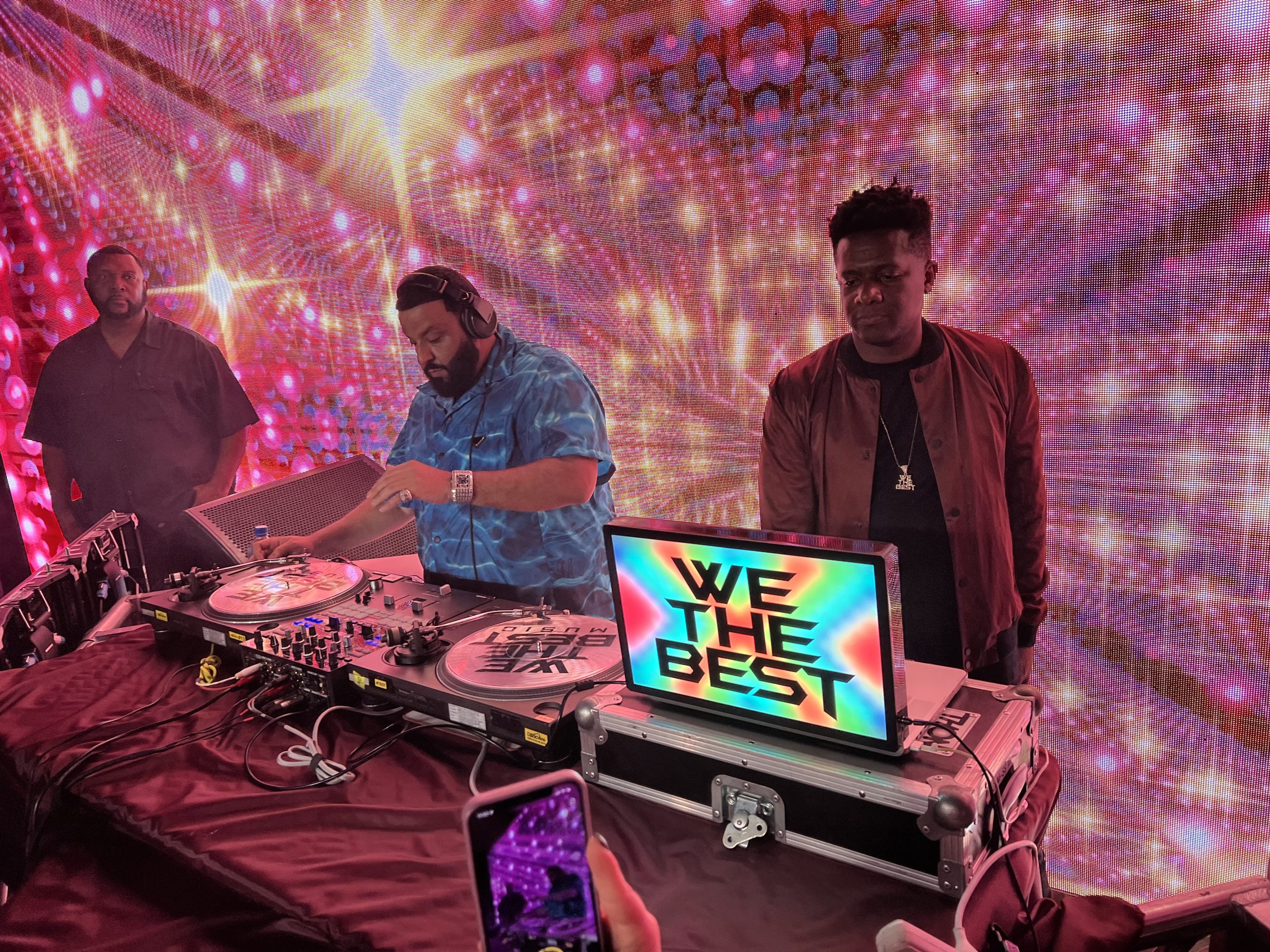 DJ Khaled performing with a Custom Litt display